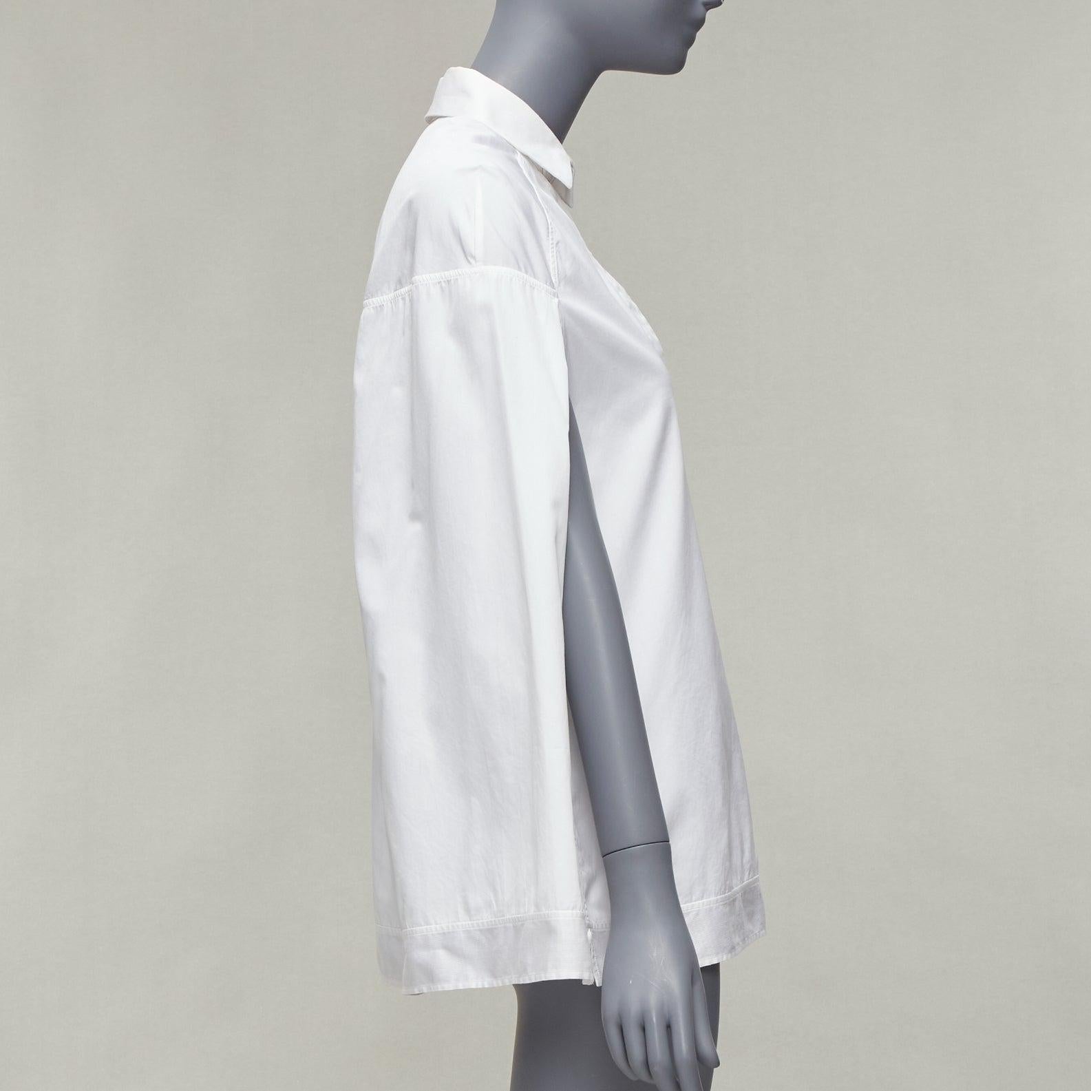 VALENTINO white cotton back yoke capelet sleeves cut out neck shirt IT40 S 1