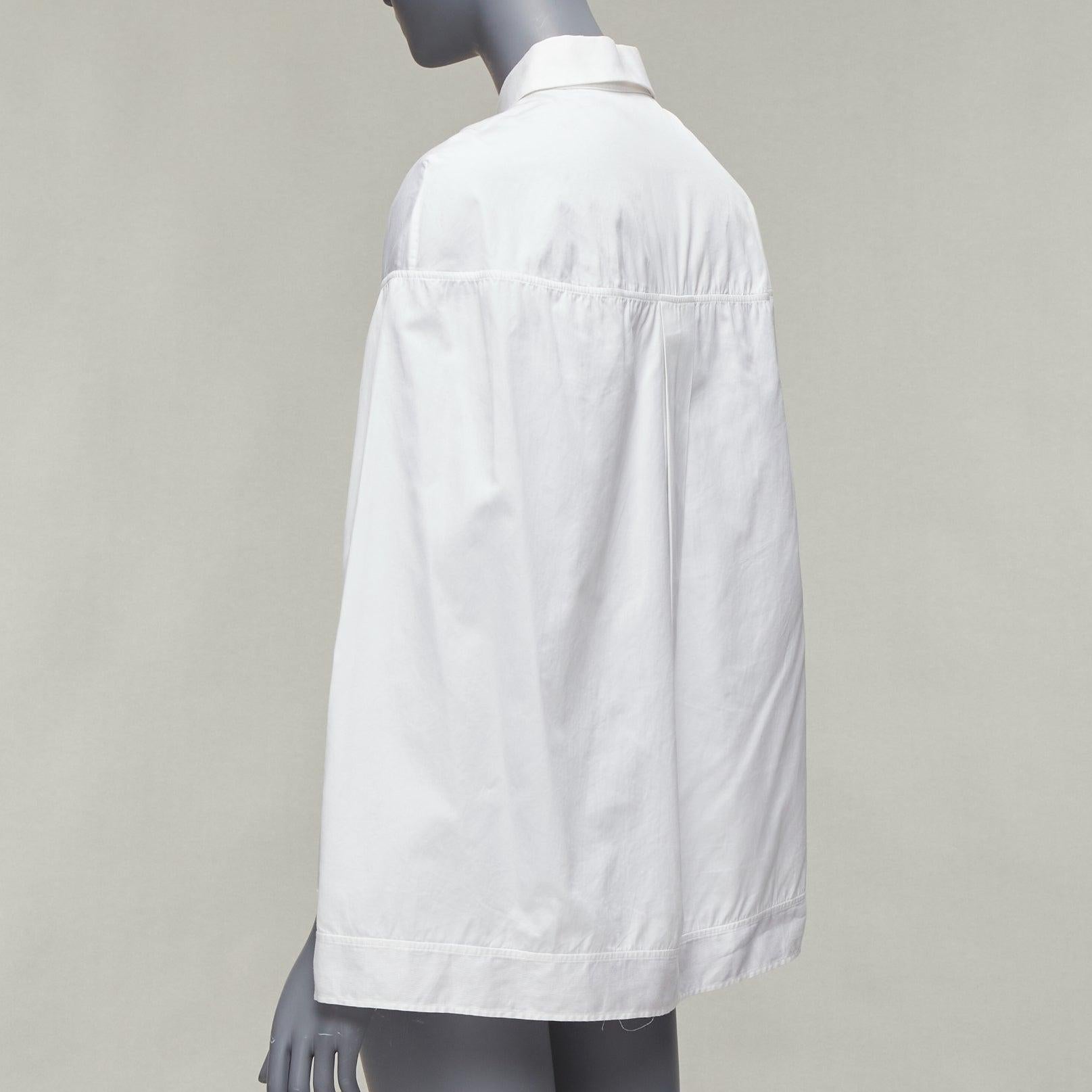 VALENTINO white cotton back yoke capelet sleeves cut out neck shirt IT40 S For Sale 3