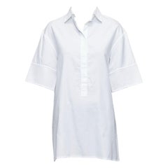 VALENTINO white cotton button front stiff sleeves mini shirt dress IT38 XS