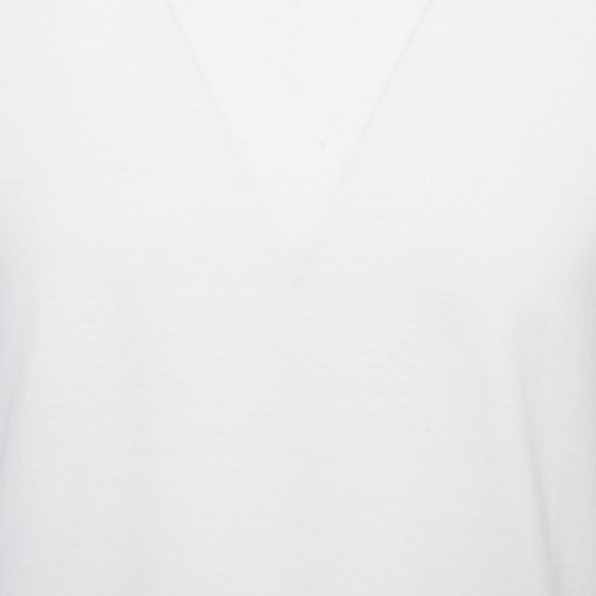 Valentino White Cotton Crew Neck Half Sleeve T-Shirt M In Excellent Condition In Dubai, Al Qouz 2