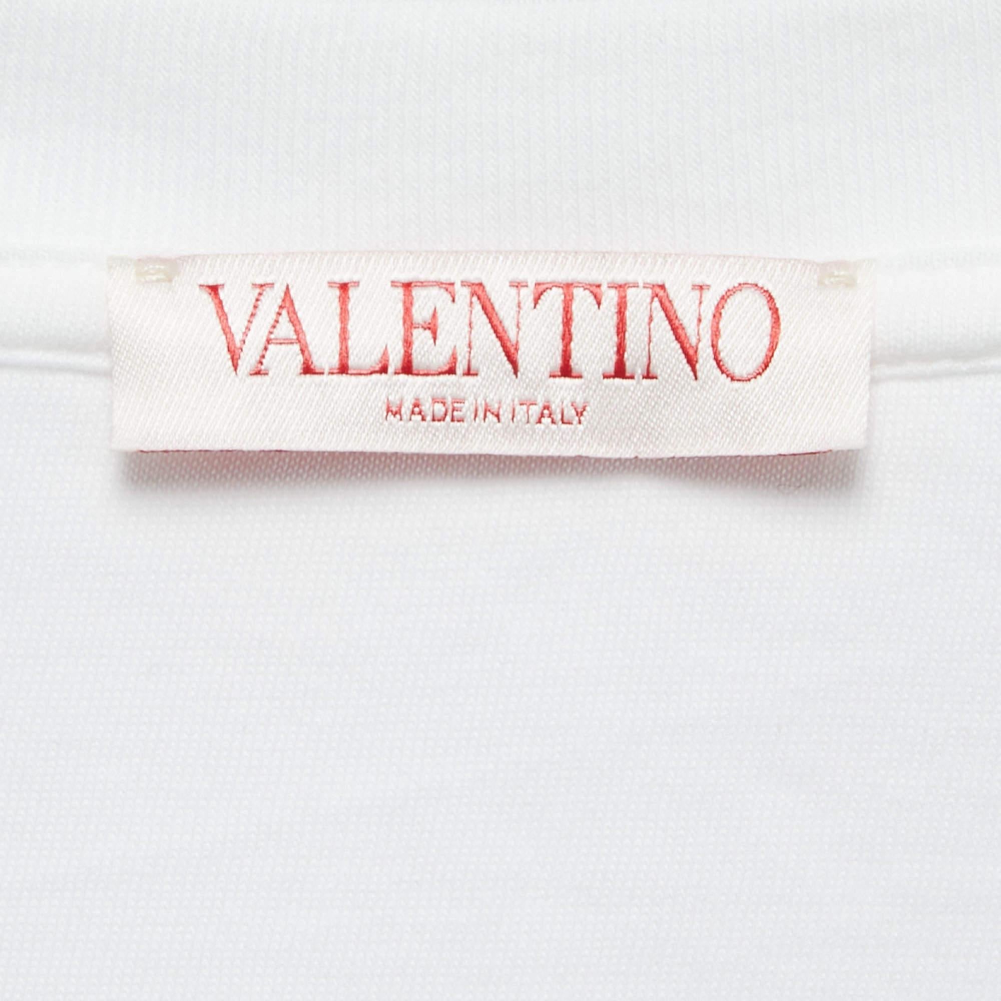 Valentino White Cotton Crew Neck Half Sleeve T-Shirt M 1