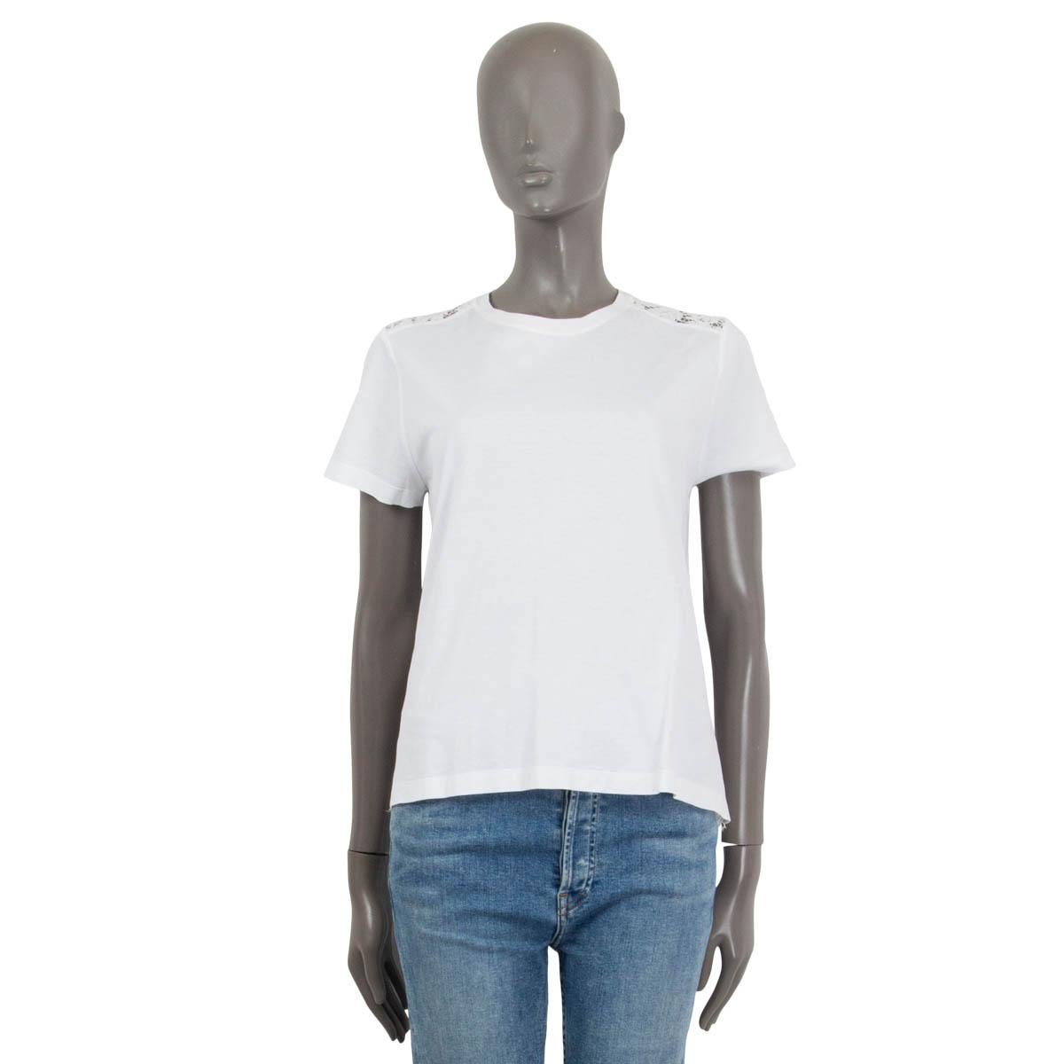 VALENTINO white cotton LACE BACK T-SHIRT Shirt M In Excellent Condition For Sale In Zürich, CH