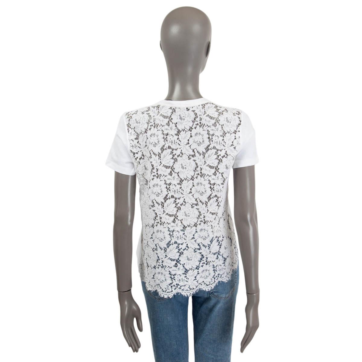 Women's VALENTINO white cotton LACE BACK T-SHIRT Shirt M For Sale