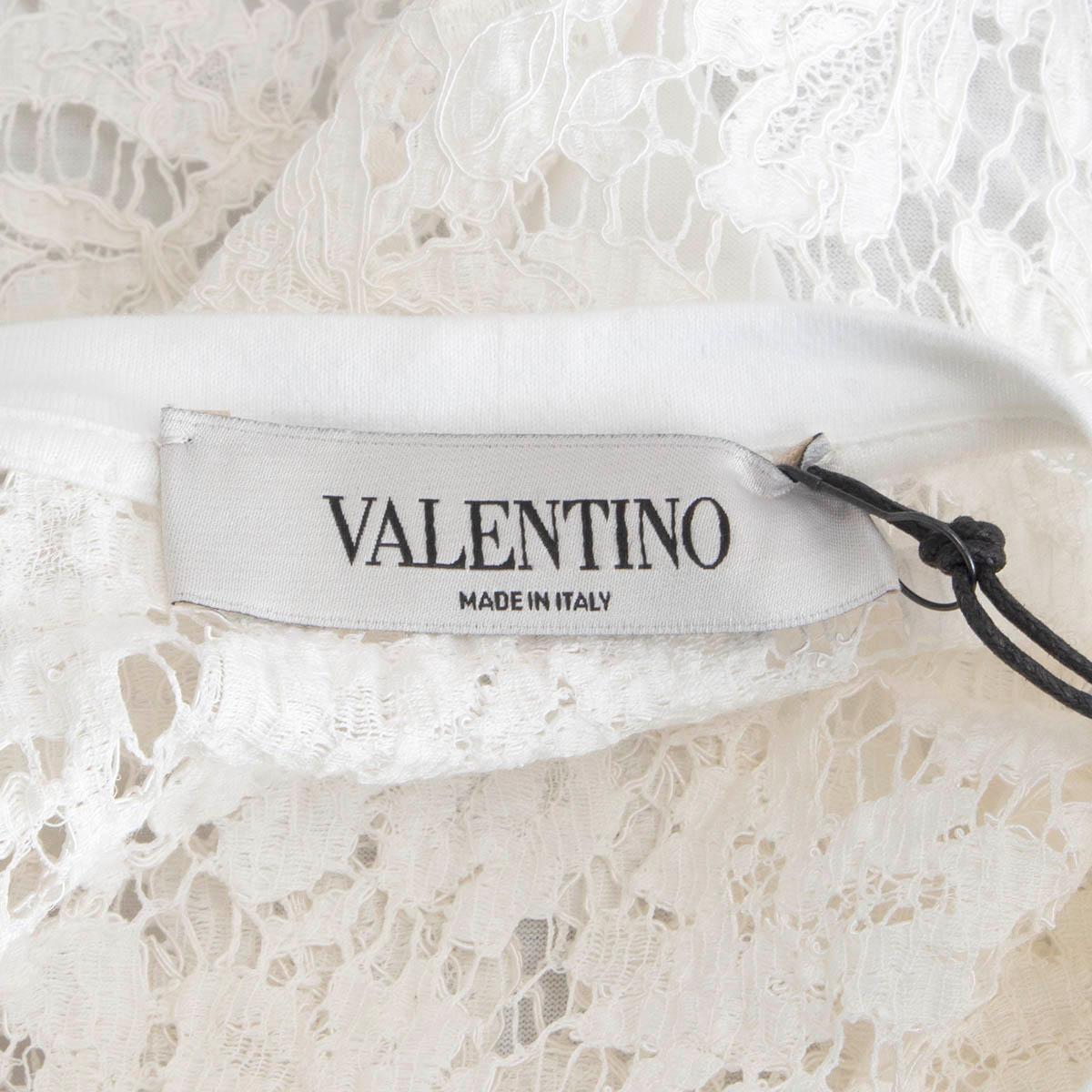 VALENTINO white cotton LACE BACK T-SHIRT Shirt M For Sale 2