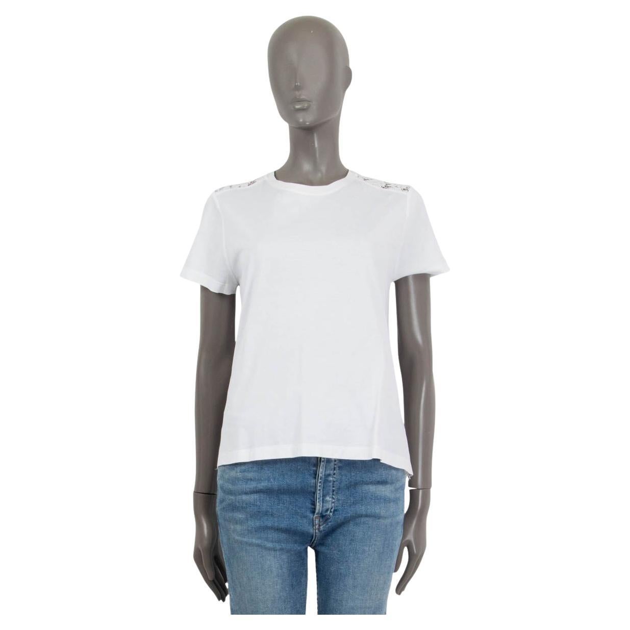 VALENTINO white cotton LACE BACK T-SHIRT Shirt M For Sale