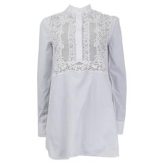 VALENTINO white cotton LACE BIB POPLING TUNIC Blouse Shirt S