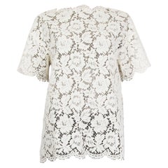 VALENTINO white cotton LACE Short Sleeve Blouse Shirt S