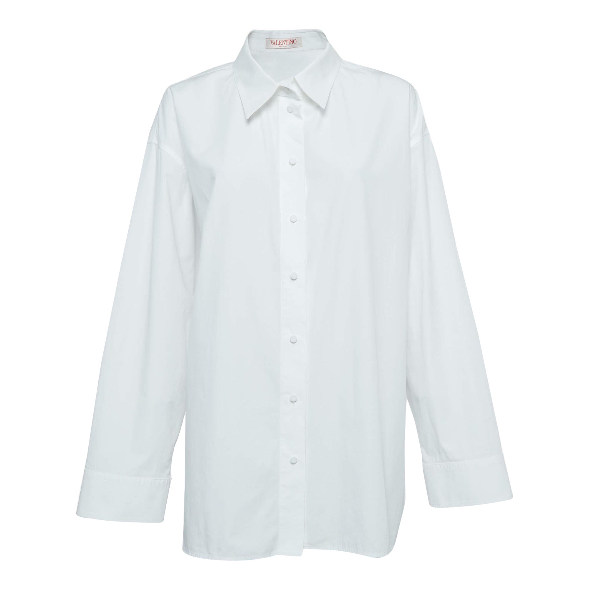 Valentino White Cotton Long Sleeve Oversized Shirt M
