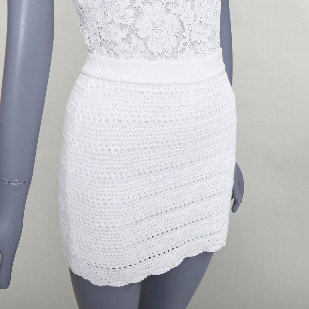 VALENTINO weißer Baumwolle Multi stricken Spitze aus Schulter Seide gefüttert playsuit XS im Angebot 3