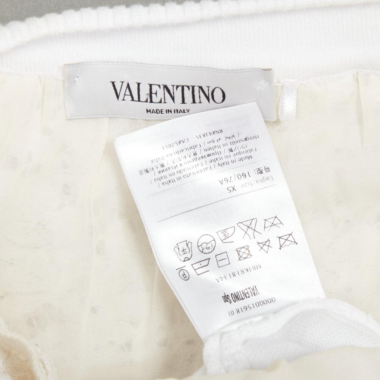 VALENTINO weißer Baumwolle Multi stricken Spitze aus Schulter Seide gefüttert playsuit XS im Angebot 4