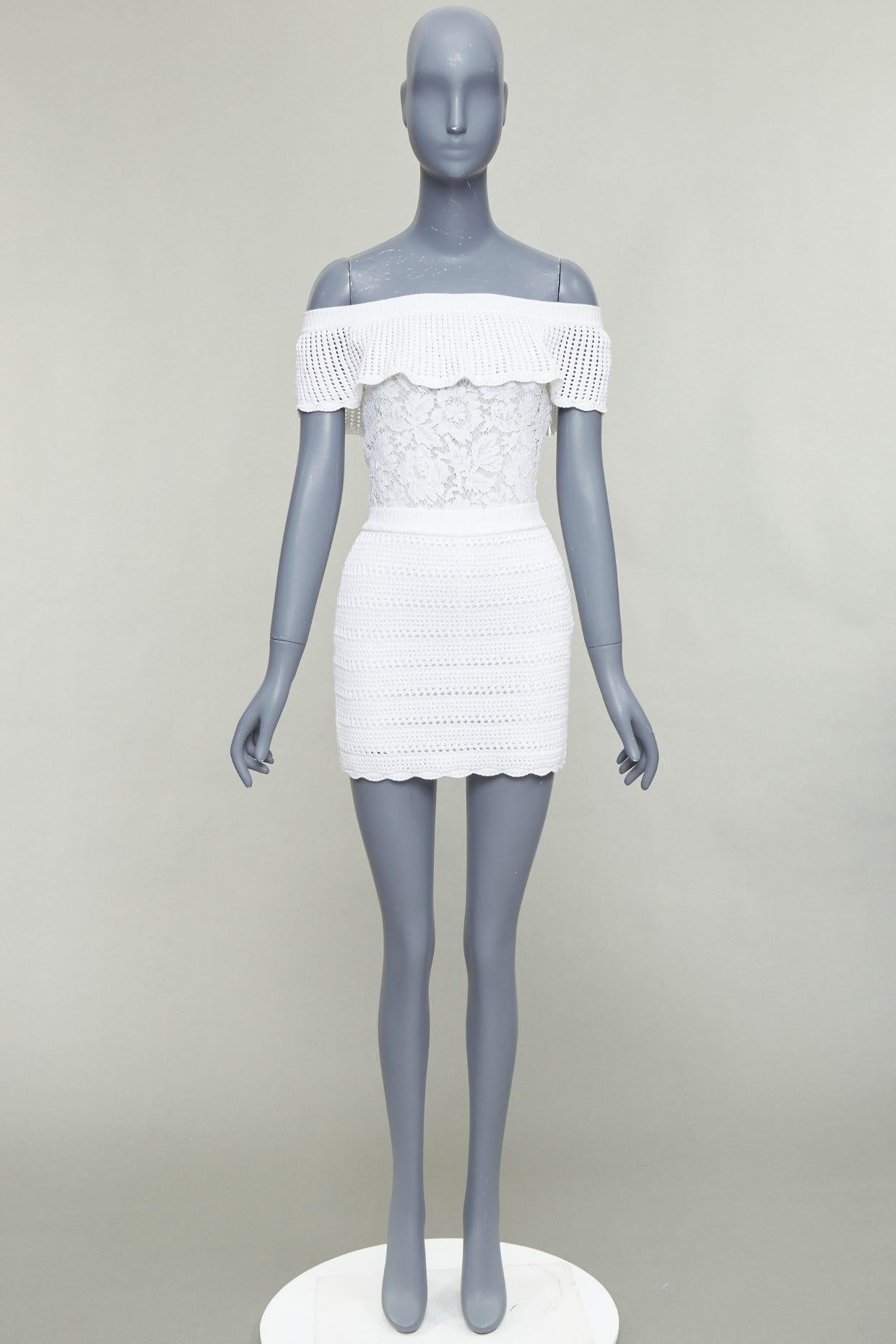 VALENTINO weißer Baumwolle Multi stricken Spitze aus Schulter Seide gefüttert playsuit XS im Angebot 5