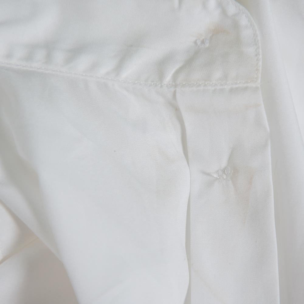 Women's Valentino White Cotton Neck Tie Detail Oversized Shirt S For Sale