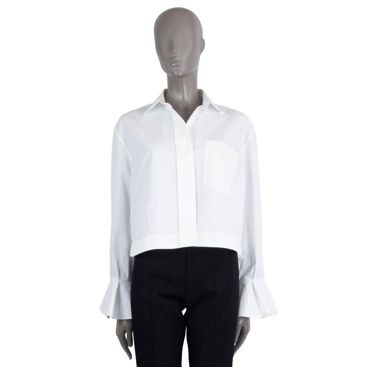 VALENTINO white cotton OVERSIZED CROPPED POPLIN Shirt 40 S In Excellent Condition In Zürich, CH