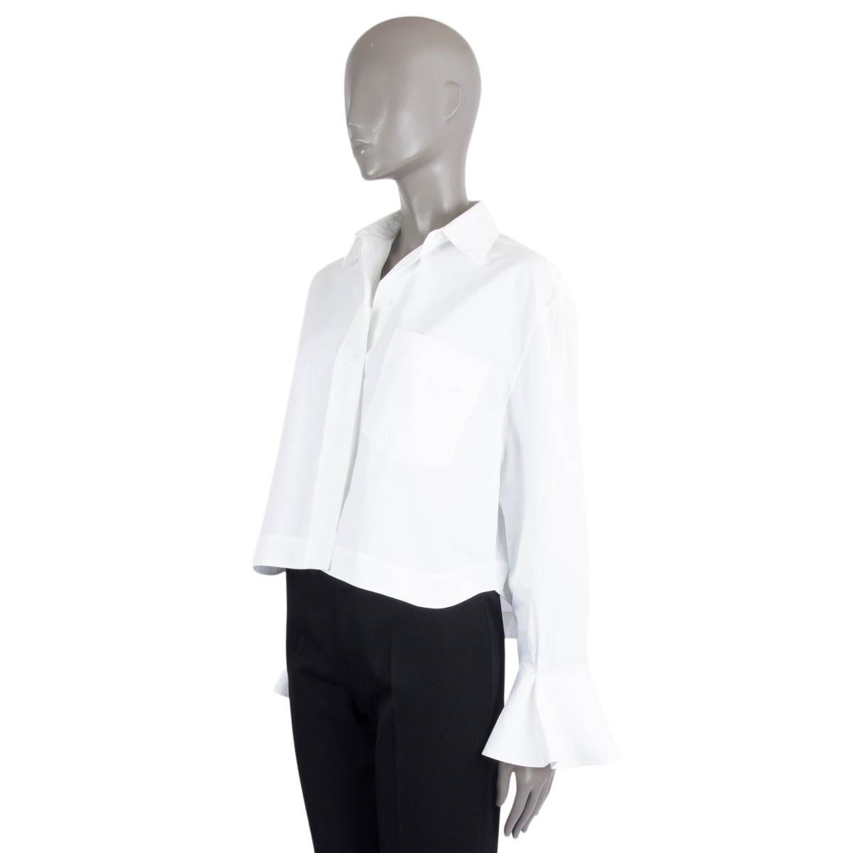 Women's VALENTINO white cotton OVERSIZED CROPPED POPLIN Shirt 40 S