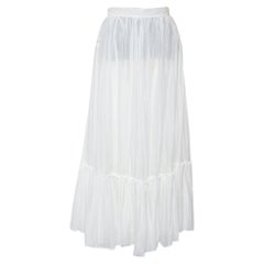 Valentino White Cotton Pleated Maxi Skirt S