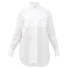 VALENTINO white cotton SCALLOPED PANEL POPLIN TUXEDO Shirt 42 M