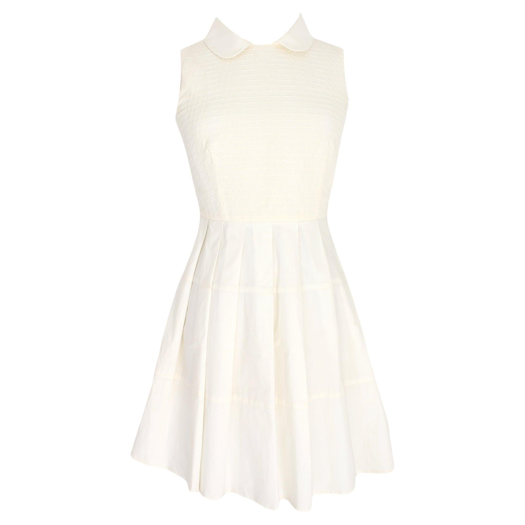 Valentino White Cotton Sheath Dress 2000s For Sale