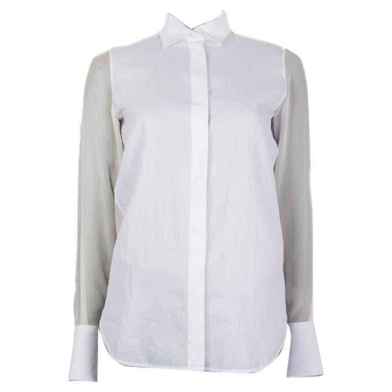 VALENTINO white cotton SHEER SLEEVE 