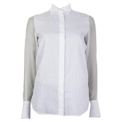 VALENTINO white cotton SHEER SLEEVE Button Up Shirt Blouse S