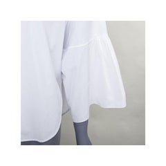 VALENTINO white cotton split collar flared sleeves popover blouse IT38 XS