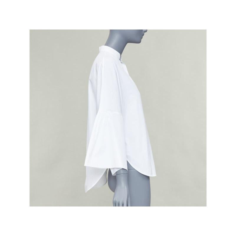 De las mujeres VALENTINO white cotton split collar flared sleeves popover blouse IT38 XS en venta