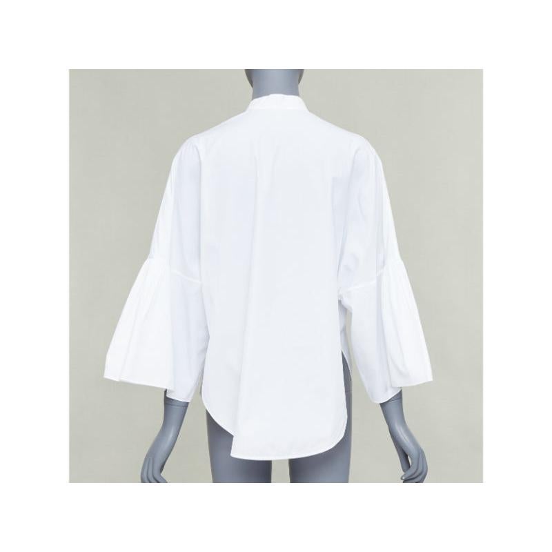 VALENTINO white cotton split collar flared sleeves popover blouse IT38 XS en venta 1