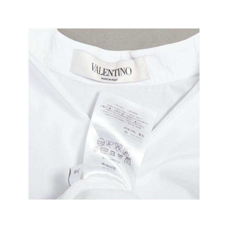 VALENTINO white cotton split collar flared sleeves popover blouse IT38 XS en venta 4