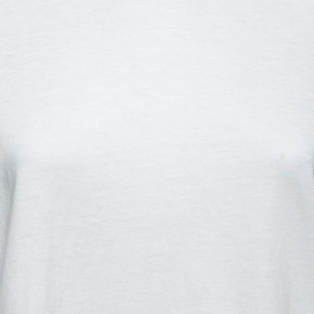 Valentino White Cotton V-Logo Printed Round Neck T-Shirt XS In Good Condition For Sale In Dubai, Al Qouz 2