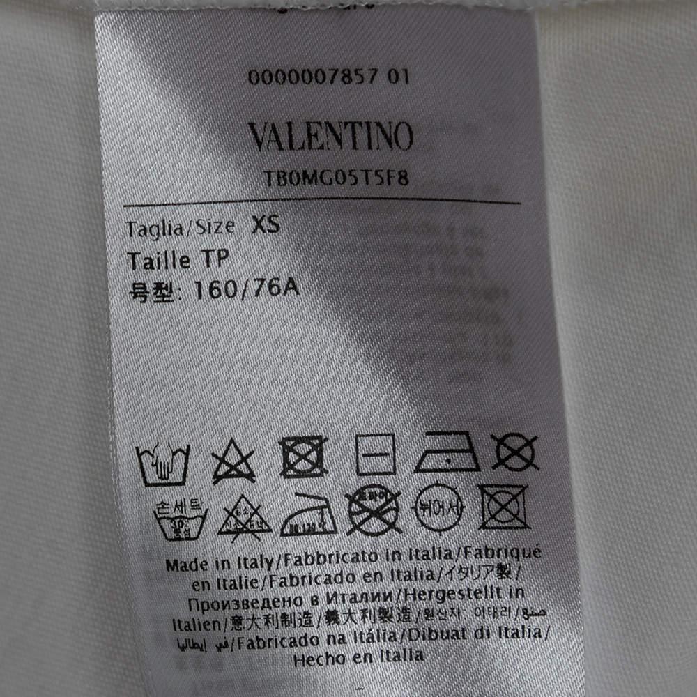 Valentino White Cotton V-Logo Printed Round Neck T-Shirt XS For Sale 1