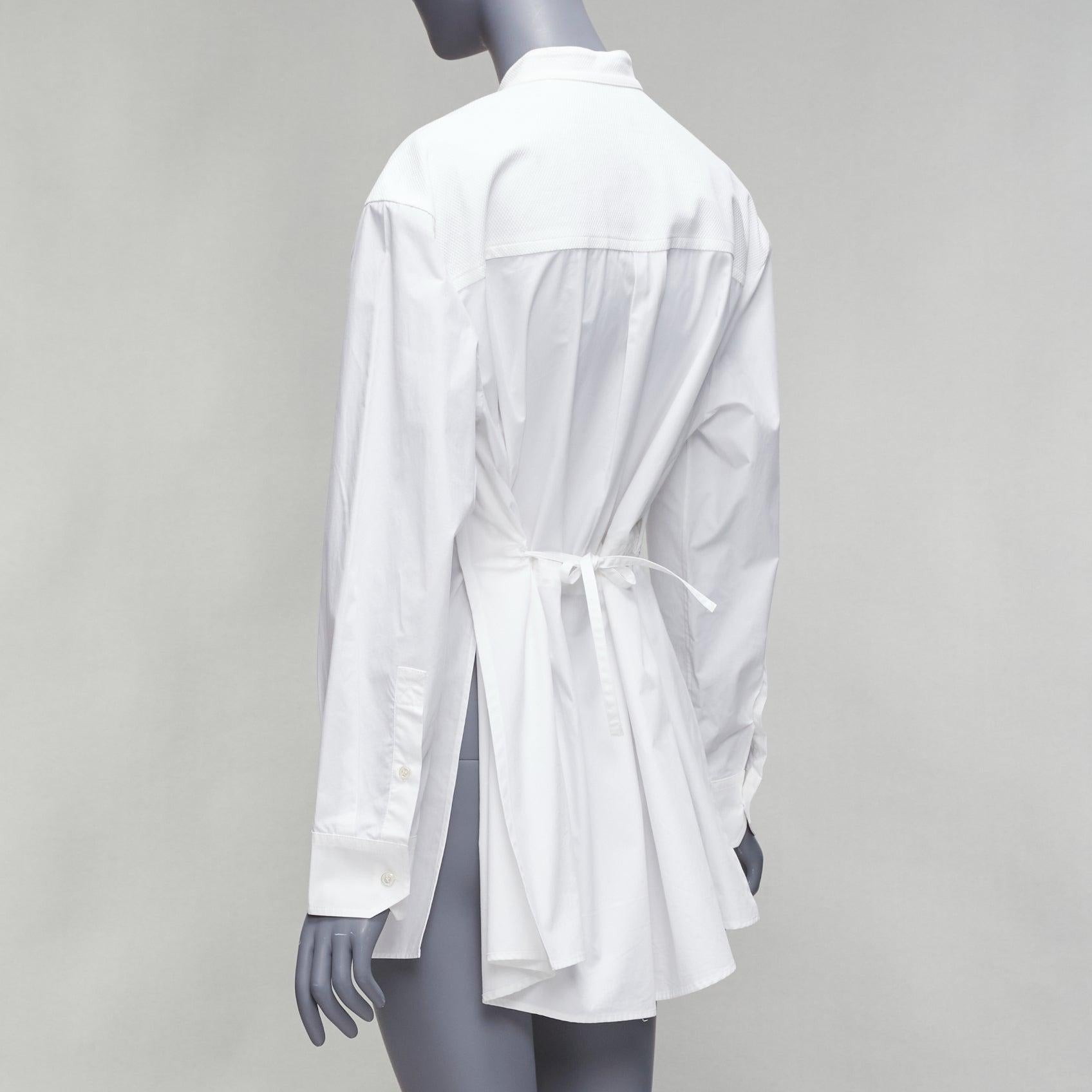 Natalia Tuxedo Pleated Front Shirt - White Cotton