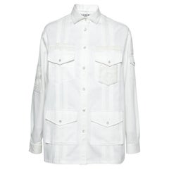 Valentino White Denim Bead Embroidered Button Front Jacket M