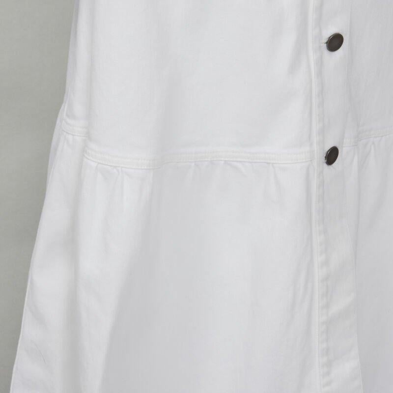 VALENTINO white denim butterfly bead embellished patch raw midi skirt IT38 XS For Sale 4