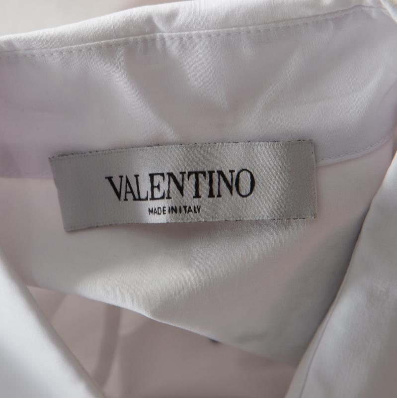 Valentino White Embellished Cotton Long Sleeve Shirt M 1