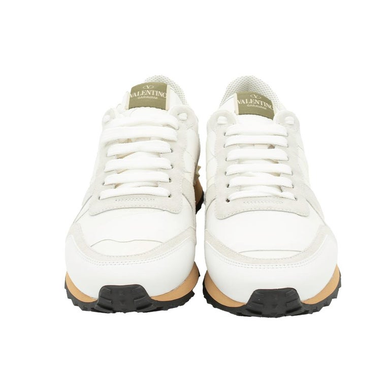 Valentino White Fabric and Leather Camouflage Rockrunner Trainer ...