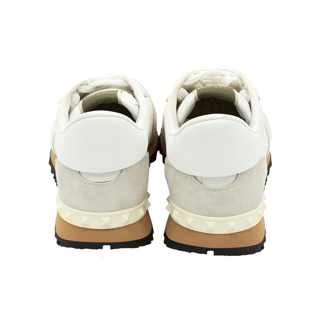 Valentino White Fabric and Leather Camouflage Rockrunner Trainer Sneaker Size 42 In New Condition In Dubai, Al Qouz 2