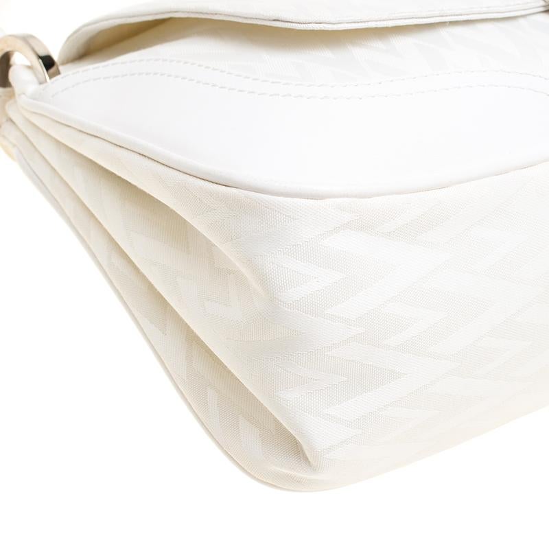 Valentino White Fabric Logo Charm Shoulder Bag 6