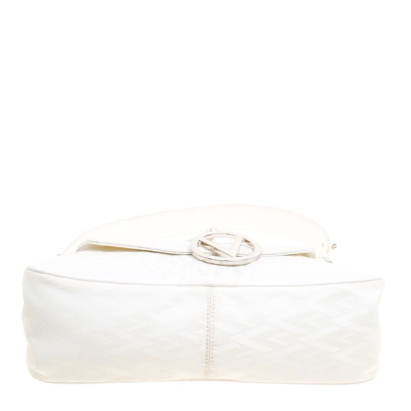 Valentino White Fabric Logo Charm Shoulder Bag 2