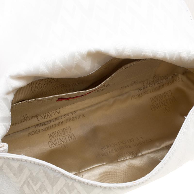 Valentino White Fabric Logo Charm Shoulder Bag 3
