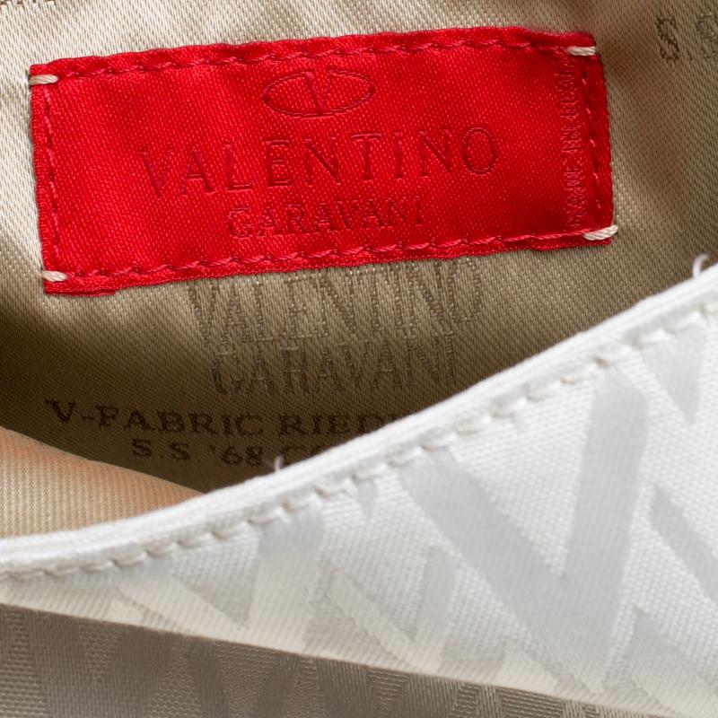 Valentino White Fabric Logo Charm Shoulder Bag 4