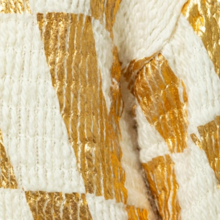 Valentino Weiß & Gold beschichtet Wolle stricken überdimensioniert Strickjacke XS im Angebot 1
