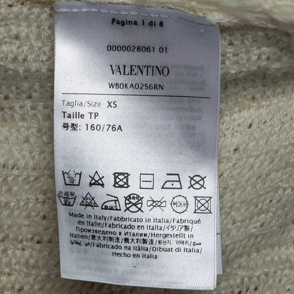 Valentino White & Gold Coated Wool Knit Oversized Cardigan XS For Sale 2