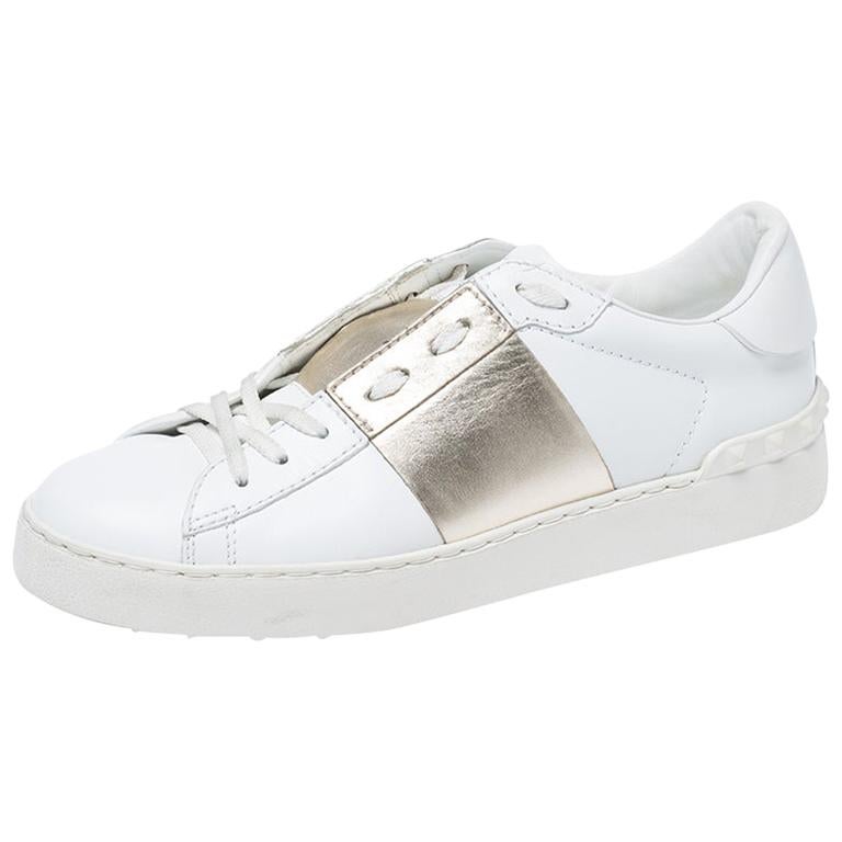 valentino white gold sneakers