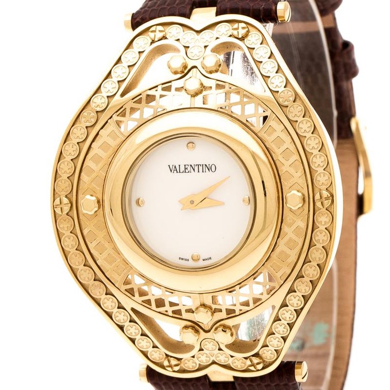 Valentino White Gold Stainless Steel Classic V58 Women's Wristwatch 42