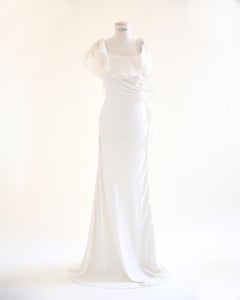 Valentino white ivory floral embellished crystal ruffle wedding gown dress 8
