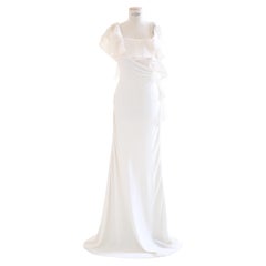 Valentino white ivory floral embellished crystal ruffle wedding gown dress 8
