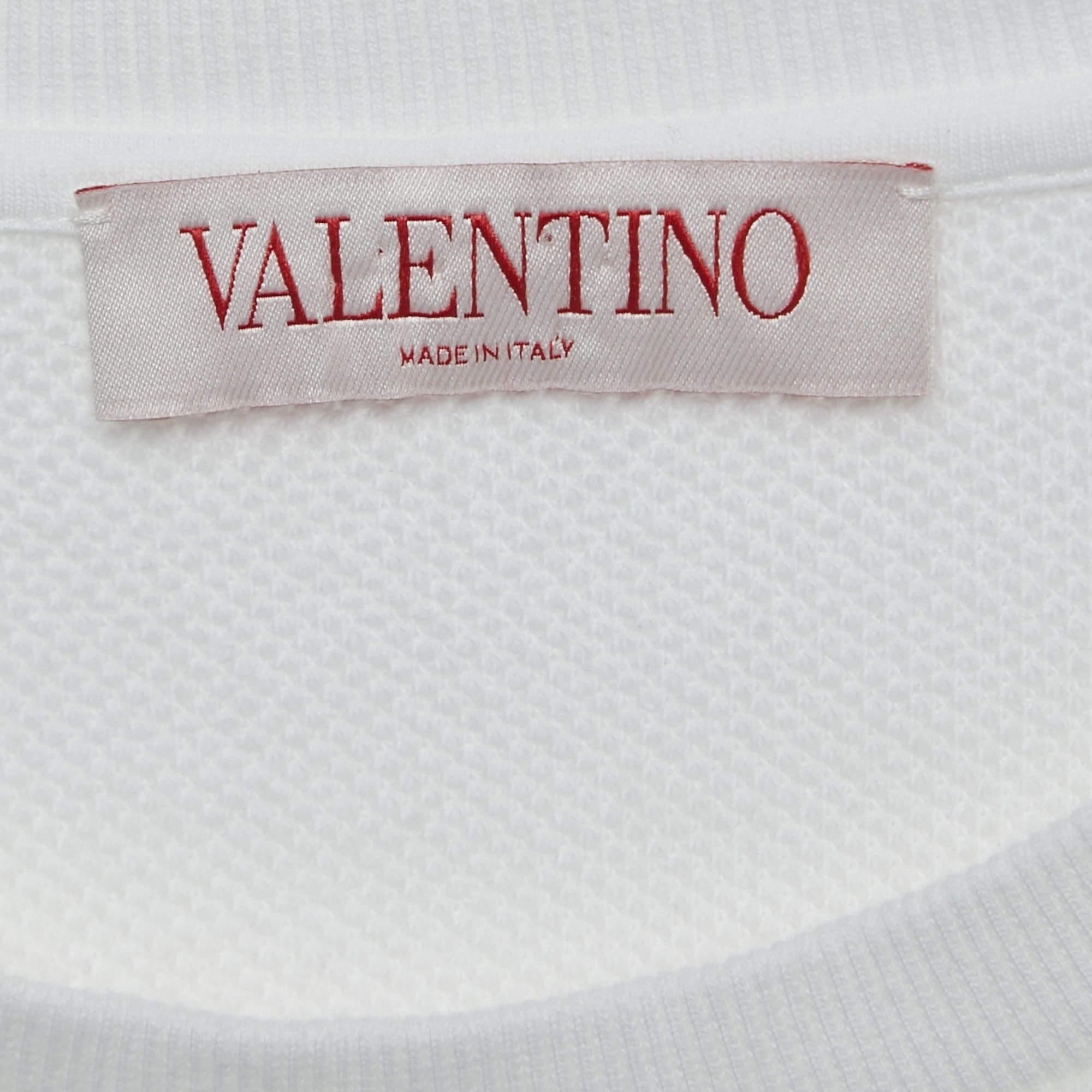 Gray Valentino White Jersey Sequined Logo T-Shirt Dress S