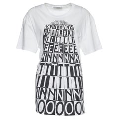 Valentino White Jersey Tower Logo Print T-Shirt L