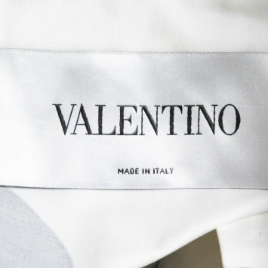 Valentino Weißes langes Kleid aus Baumwolle mit Puffärmeln und Dschungelmuster S (Schwarz) im Angebot