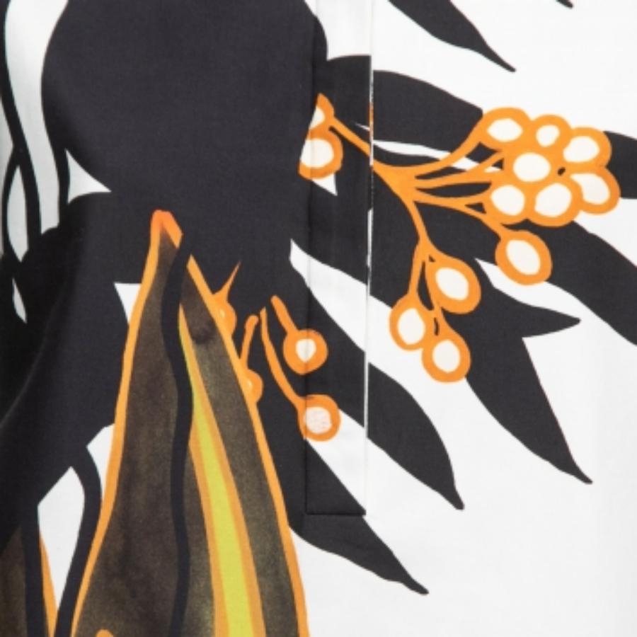 Valentino Weißes langes Kleid aus Baumwolle mit Puffärmeln und Dschungelmuster S Damen im Angebot