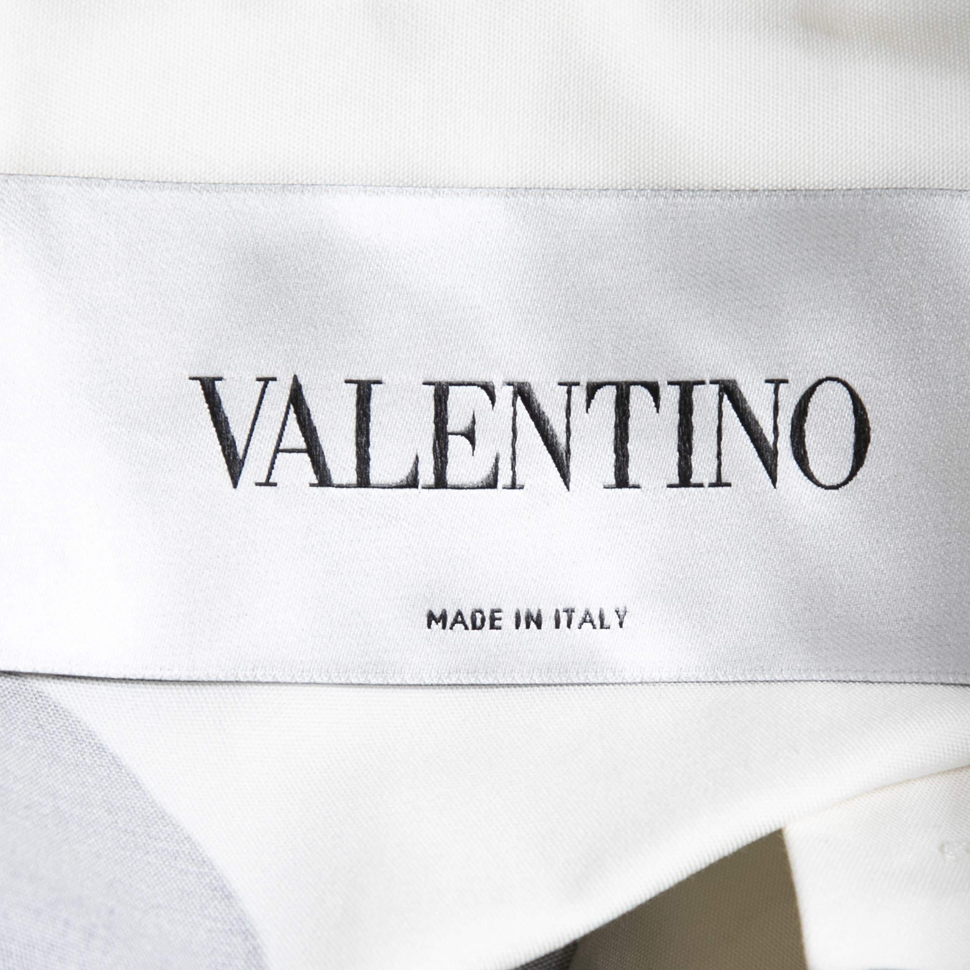 Valentino Weißes langes Kleid aus Baumwolle mit Puffärmeln und Dschungelmuster S Damen im Angebot